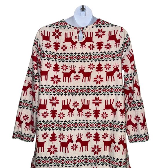Hanna Andersson Dear Deer Reindeer Girls Dress 150 12 Christmas Holiday Red - Picture 7 of 9